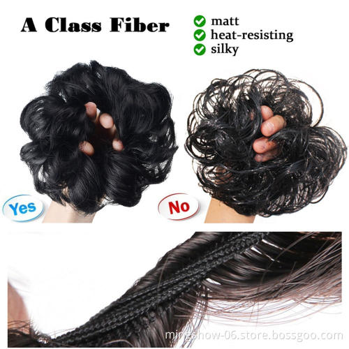 No MOQ messy colored hair bun accessories